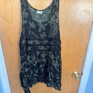 Free People Black and Green Women's Tunic